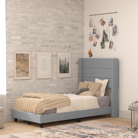 Flash Furniture Gray Queen Platform Bed with Headboard YK-1078-GY-T-GG